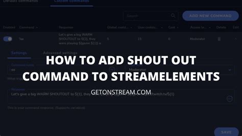 If you don't do that, the. . Streamelements shout out command